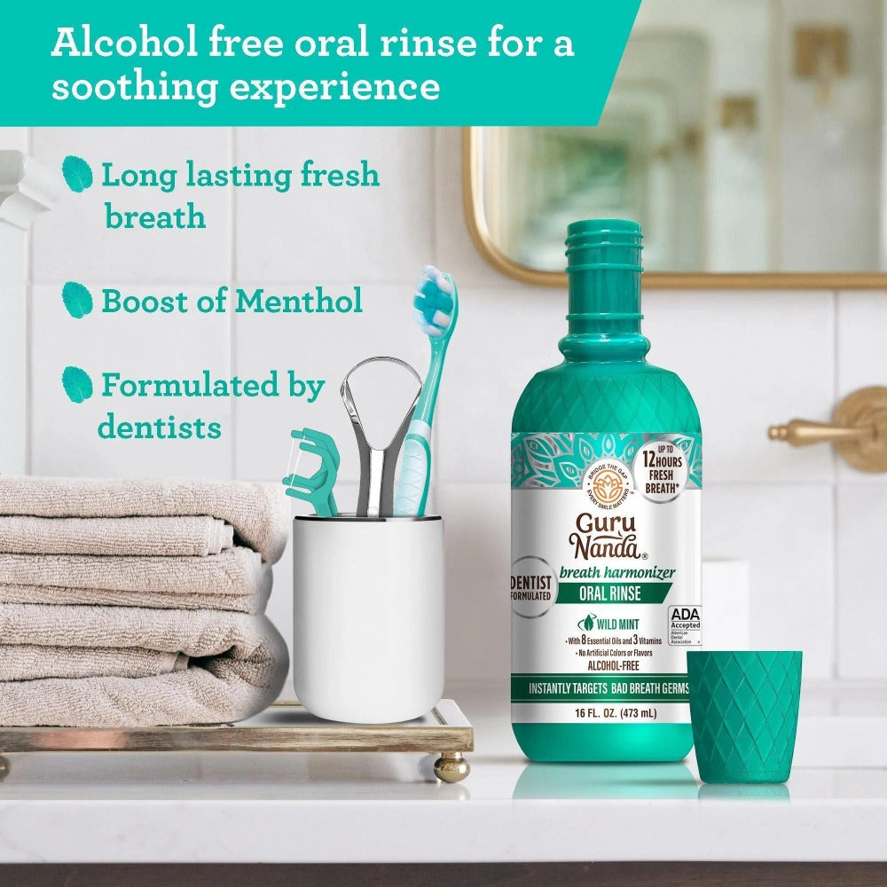 GuruNanda Alcohol Free Mouthwash 2 Pack 16 oz Each Fluoride Free Oral Rinse with 8 Essential Oils Sodium — image 5