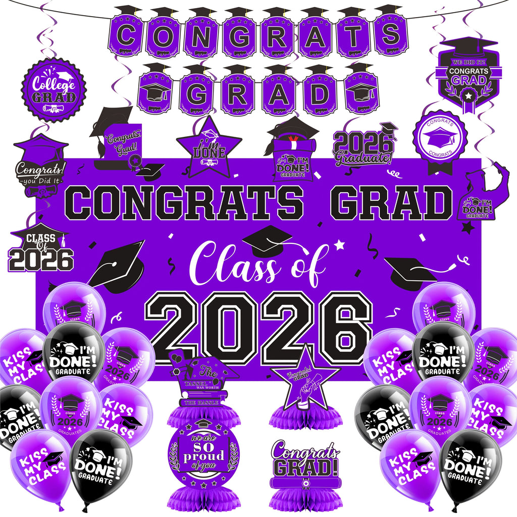 Class of 2026 Graduation Decoration Set with Letter Banner, Hanging Pieces and Six Color Options — image 18