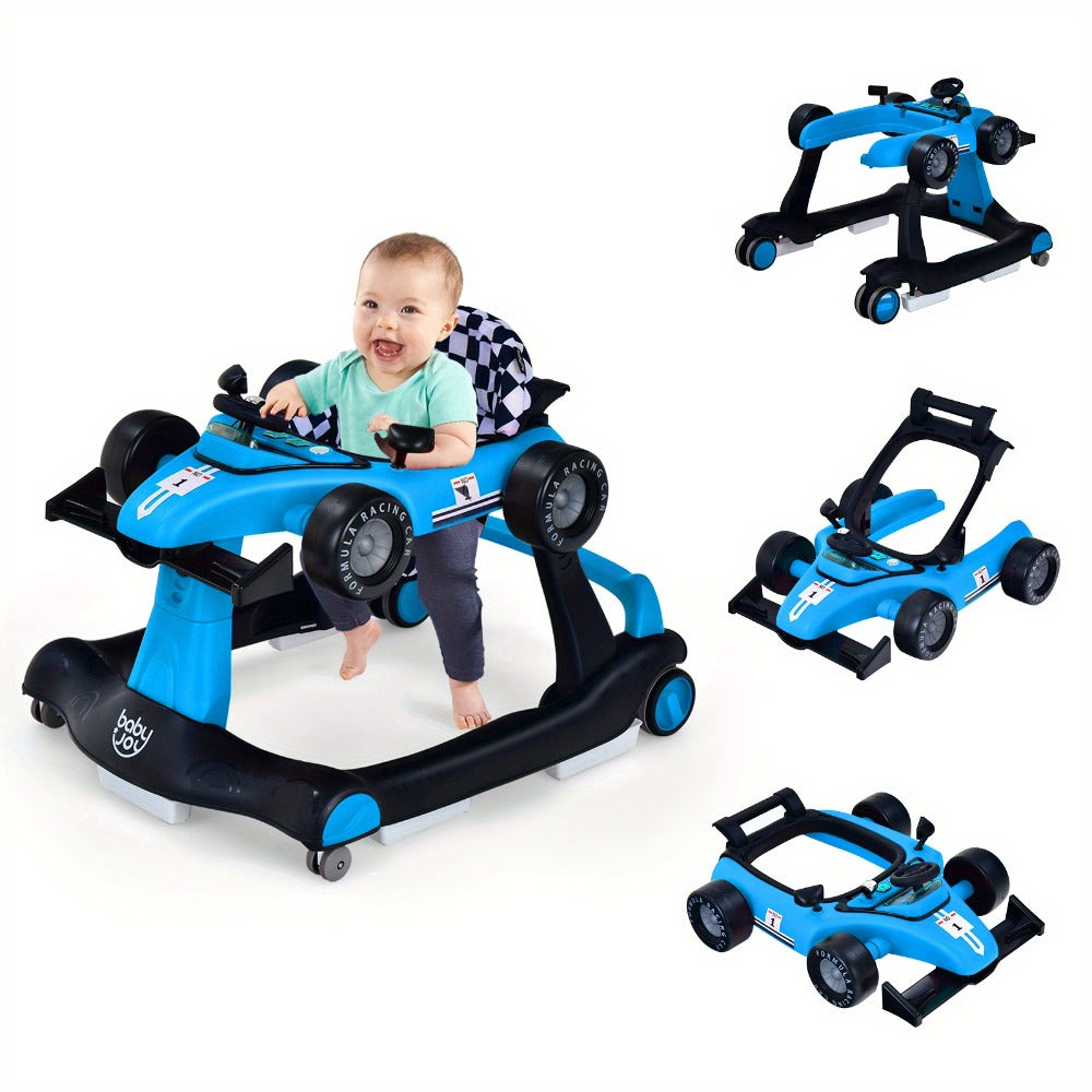 4-in-1 Foldable Baby Walker with Activity Toy Tray & Adjustable Height, Sit-to-Stand Push Walker for Infants & Toddlers — ima