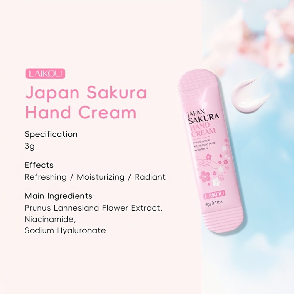 Twenty-Piece Pink Sakura-Print Mini Hand Cream Set with Individual 3-Gram Travel Sachet Tubes — image 6