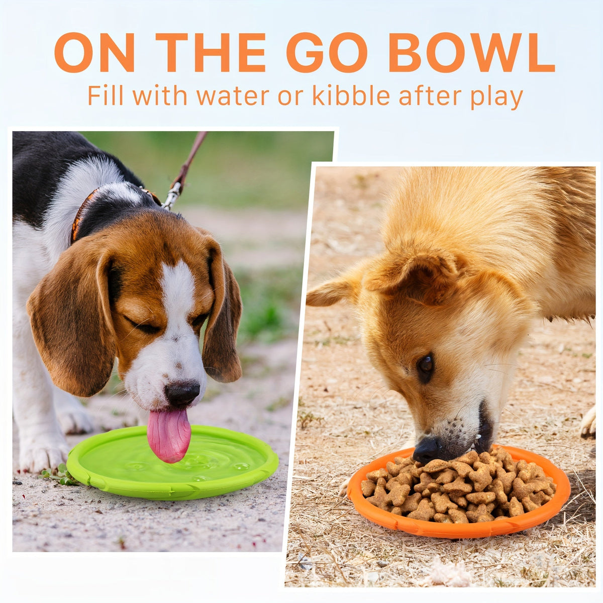 Dog Toys Two-Pack Floating Natural Rubber Flying Discs in Green and Orange for Fetch and Water Play — image 6