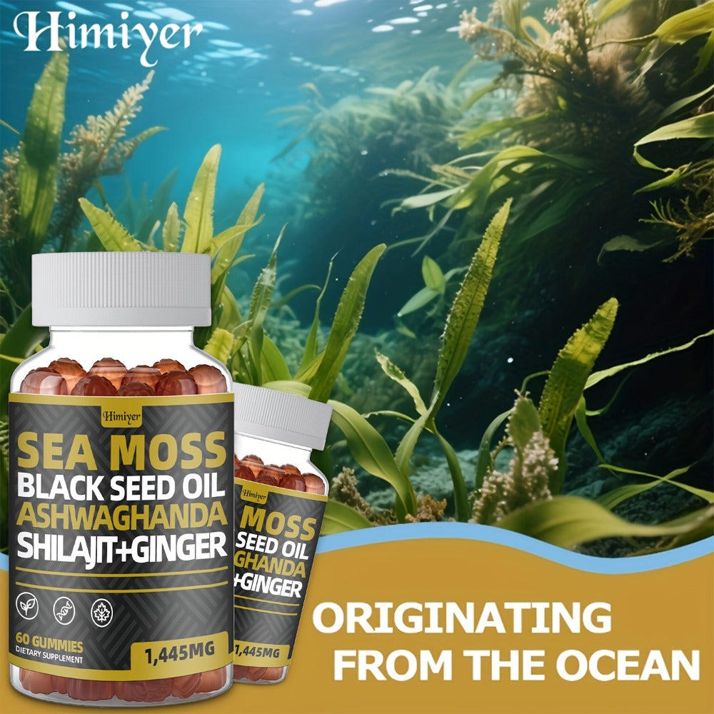 Sea Moss Gummies with Black Seed Oil, Ashwagandha, Shilajit, Elderberry, Chlorophyll, Turmeric & Bladderwrack — image 5