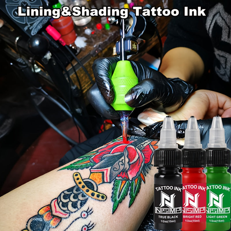 Tattoo Ink NISIMP 7- or 14-Color Gift Box Set with Transparent Bottles and Two Configurations — image 6
