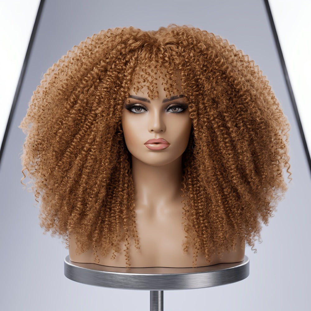 Synthetic Wig 18-Inch Kinky Curly Afro with Full Bangs, Glueless Straps and Combs for Costume Styling — image 10