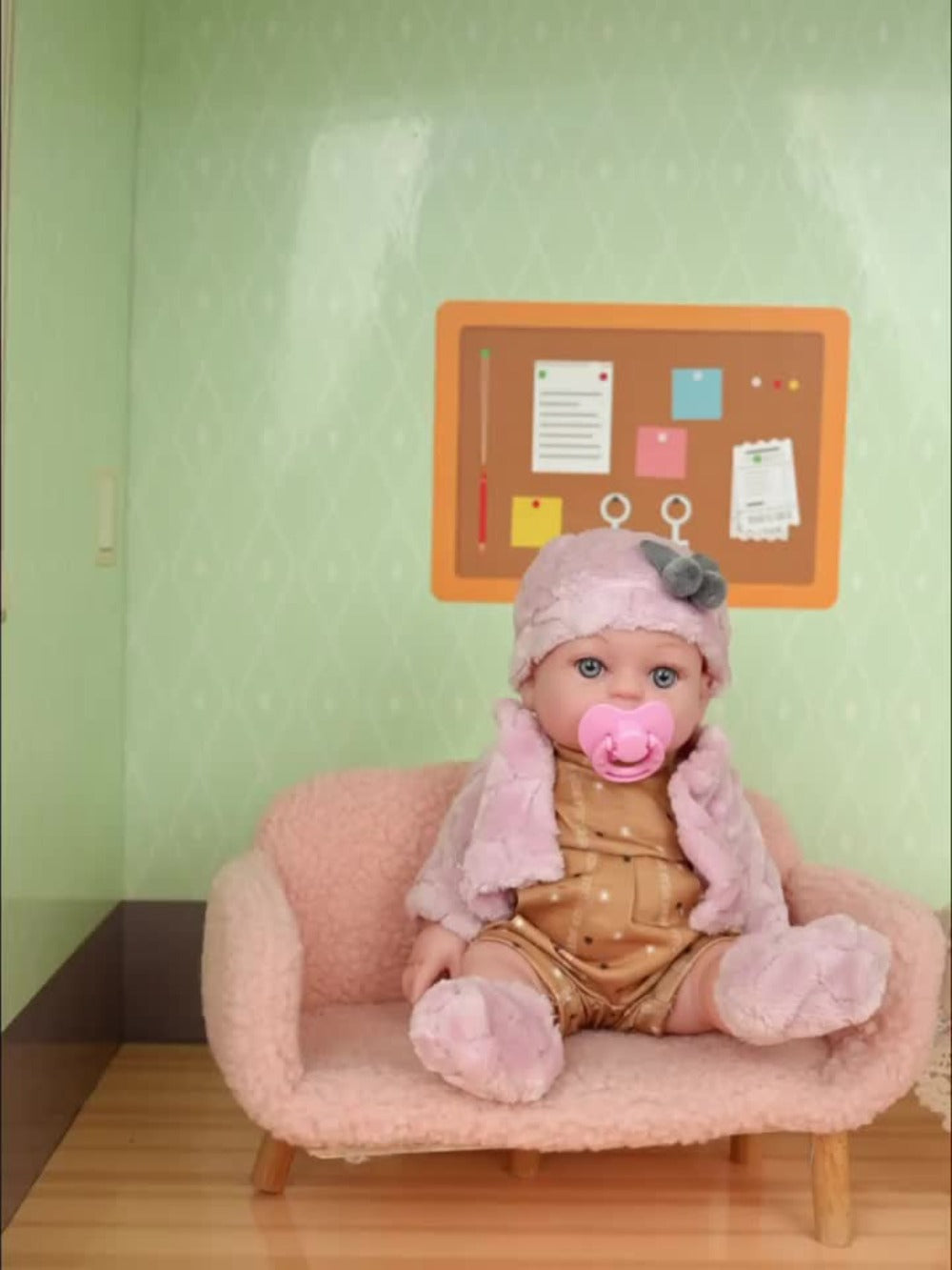 Reborn Doll, 12-Inch Mini Figure with Pink Hat, Socks, Clothing and Optional Pacifier Sets — image 12