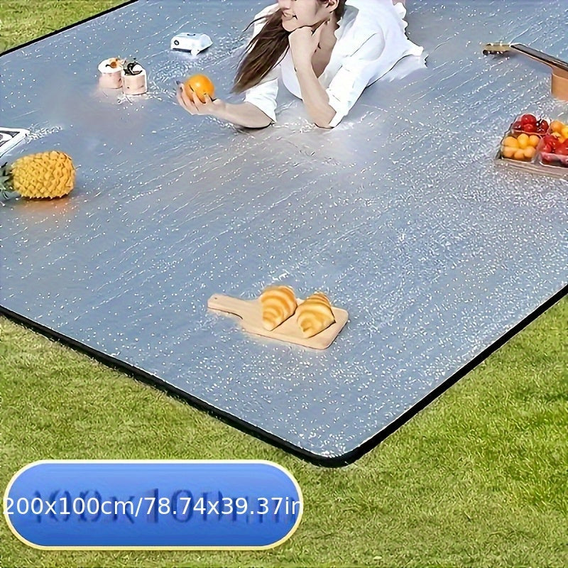 Camping Mat Extra Large 4 Person – Aluminum Foil EPE Foam Waterproof Picnic Blanket, Double-Sided Moisture-Proof Thermal Insu