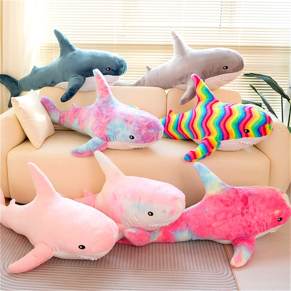 Plush Toy Jumbo Shark Pillow 24-Inch in Blue, Grey, Blue-Pink or Rainbow Colorways and Ocean Decor — image 17