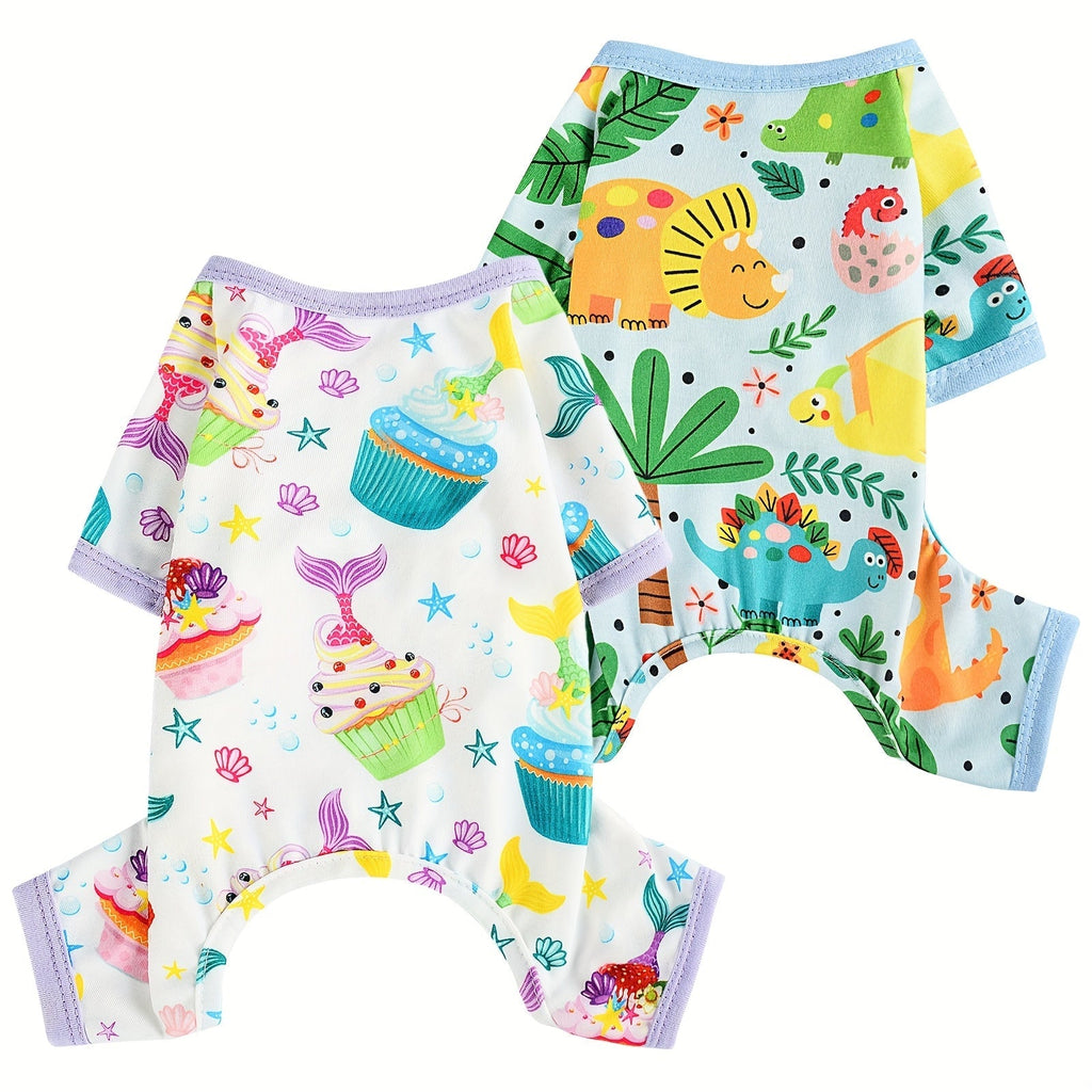 Two-Pack Dog Pajama Jumpsuits with Four Printed Pair Options and Complete XS–XXL Size Grid — image 9