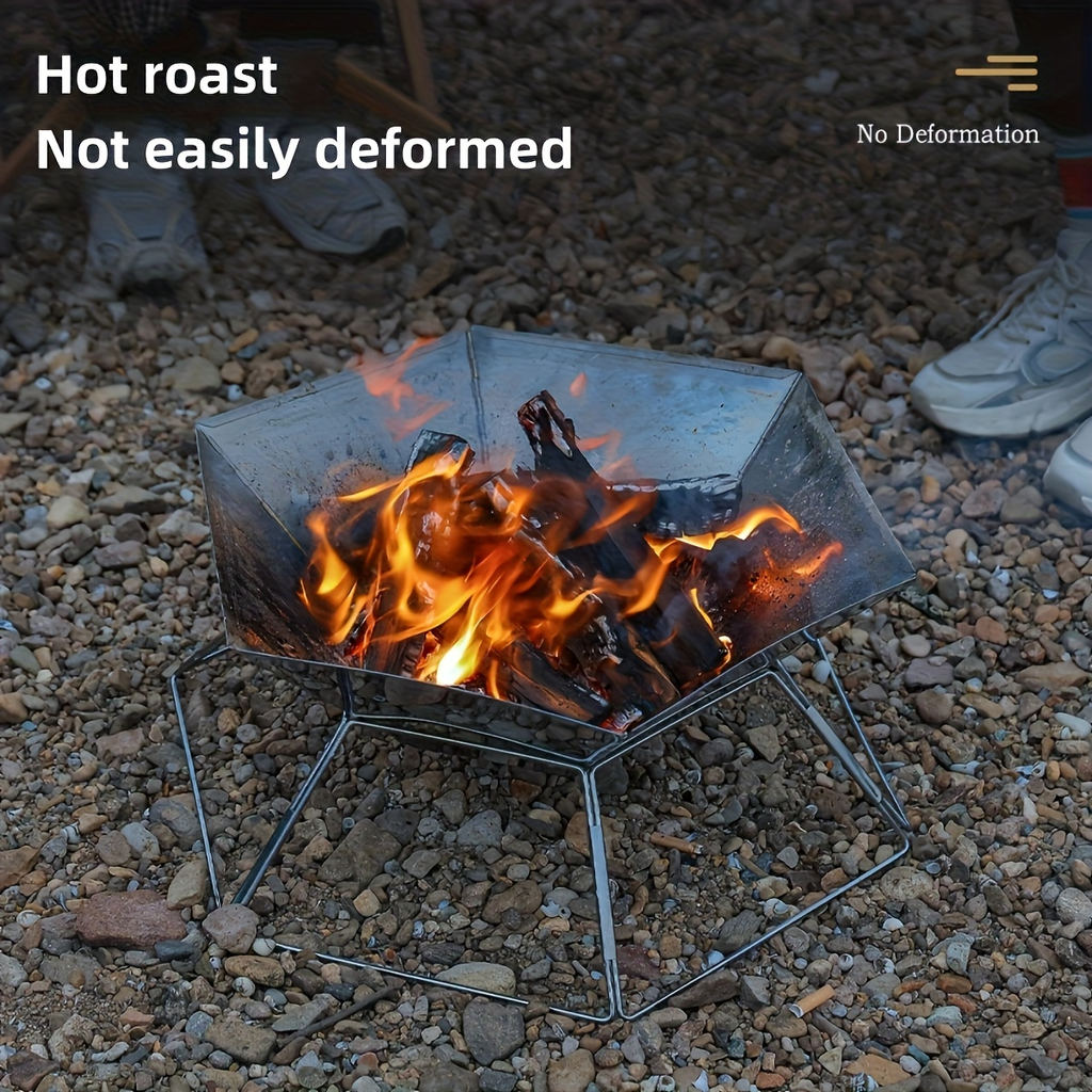 Hexagonal Folding Charcoal Grill with Stainless-Steel-Color Frame, Open Grid and Carry Bag for Outdoor Use — image 9