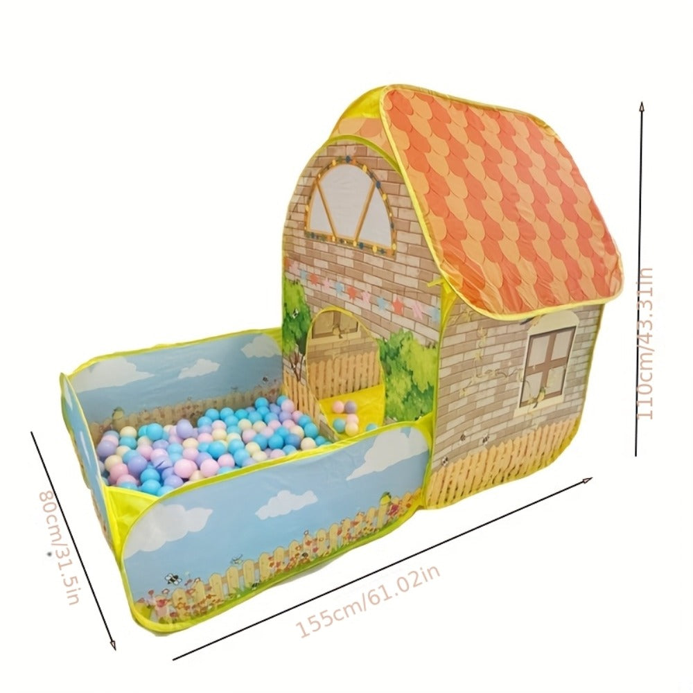 Kids Cottage Play Tent with Ball Pit Cartoon Playhouse Indoor Outdoor with the Listed Color, Size or Set Options for Everyday