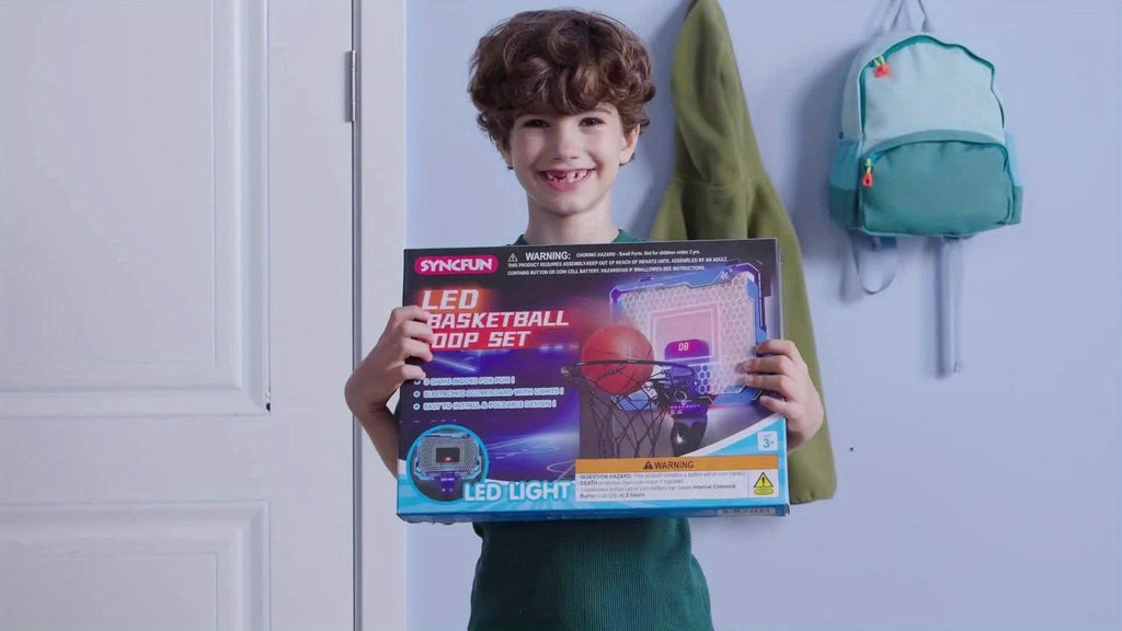Indoor Basketball Hoop for Kids Over the Door, Light Up LED Scoreboard 4 Balls Air Pump 3 Game Modes 7 Light Shows — image 13