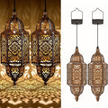 Solar Lanterns Outdoor 2 Pack Moroccan Cut-Out Design Garden Pathway Patio Lantern Lights Gold Purple White Copper — image 1