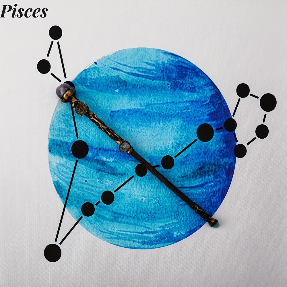 Zodiac Crystal Magic Wand with Gift Box – Handmade Astrology Wand All 12 Signs Aries Taurus Gemini Cancer Leo Virgo Libra Sco