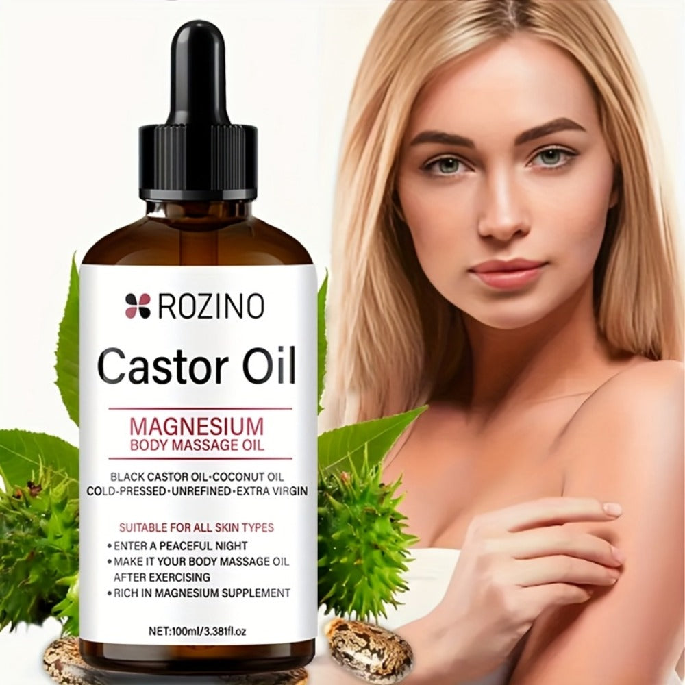 Aromatherapy Oil Magnesium Castor Massage Blend 100ml Dropper Bottle for External Body and Hair Care — image 2