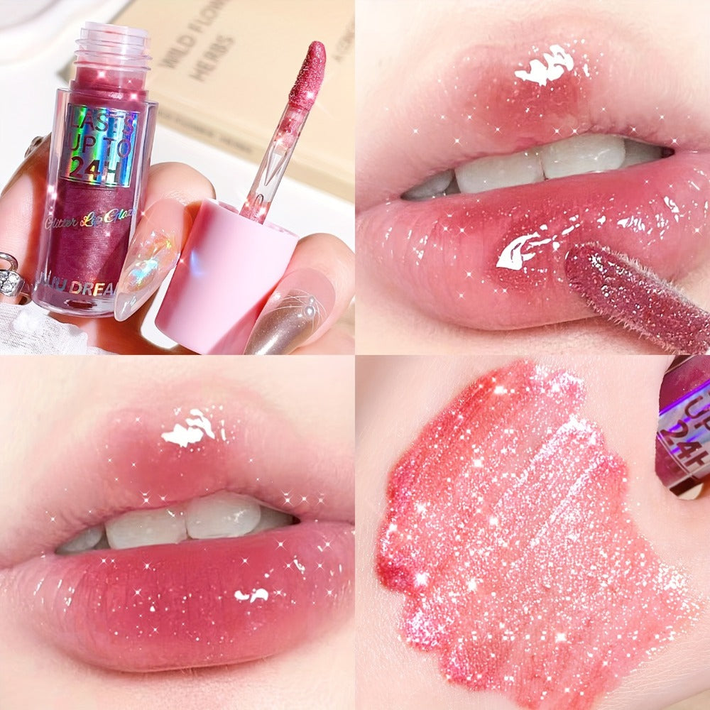 24H Waterproof Glitter Lip Gloss & Lip Stain Set 3PCS, Lip Oil Formula, for Makeup, Travel and Everyday Vanity Use — image 19