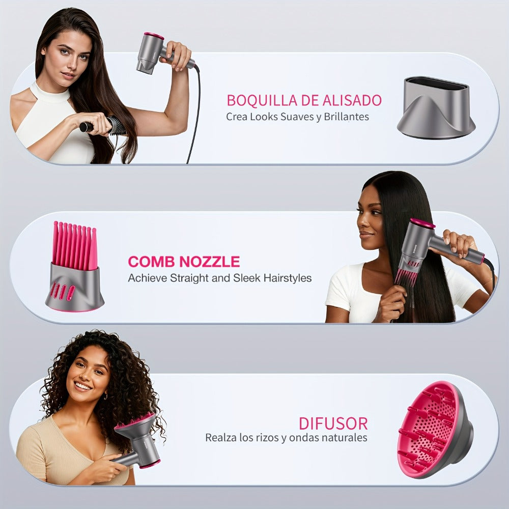 FZ201-Style 1875W Hair Dryer with Circular Rear Intake, Gray or White Finish and Three Pictured Attachments — image 11