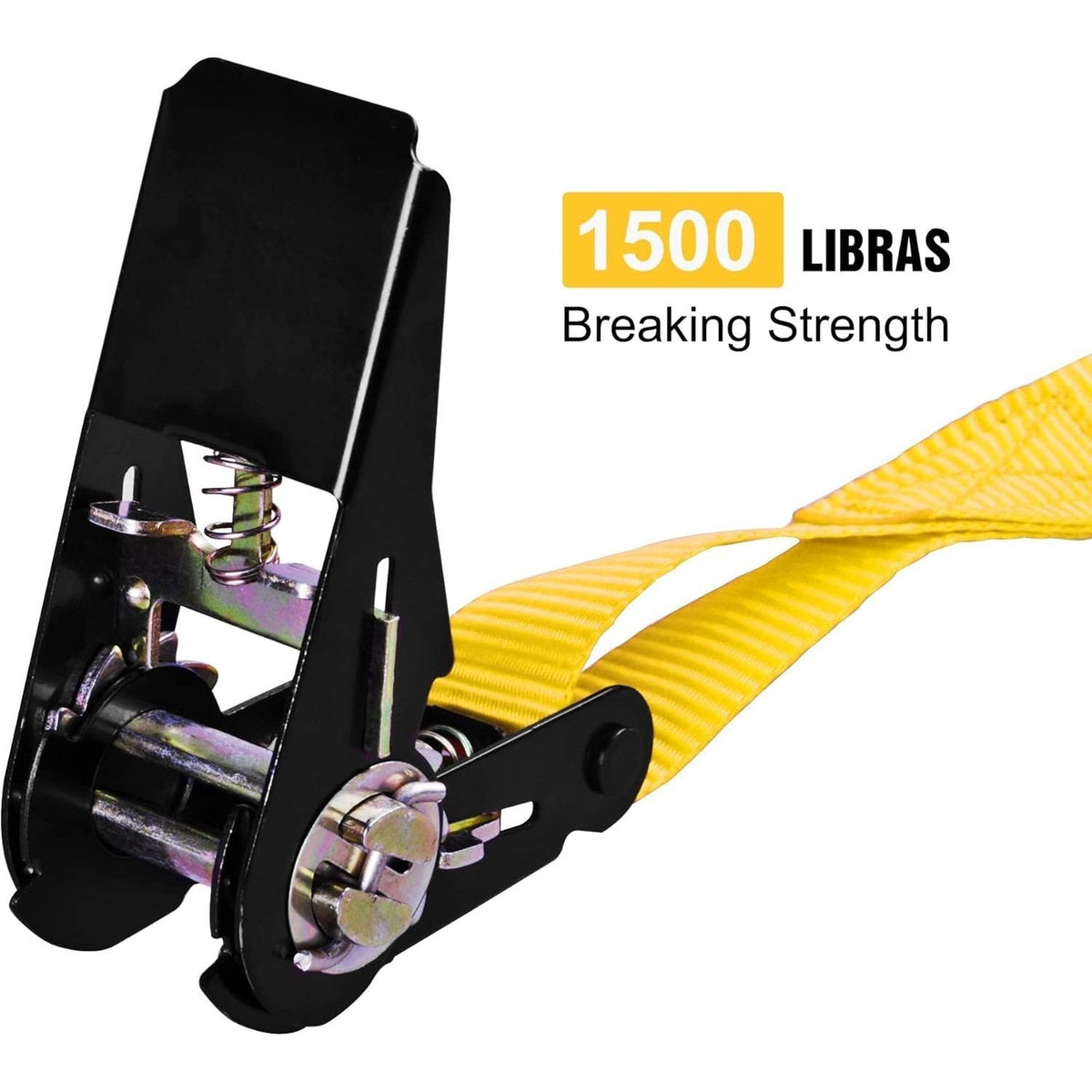 Ratchet Tie Down Straps 4-Pack 15FT 1, 500 lb Break Strength Heavy Duty with Soft Loops & Storage Bag – High-Visibility Webbi