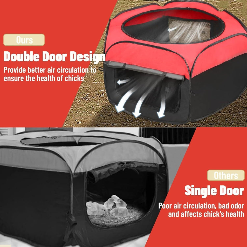 Chicken Brooder Tent Bundle, Chick Playpen Feeder Waterer Perch Kit for Garden, Patio and Yard Use — image 6