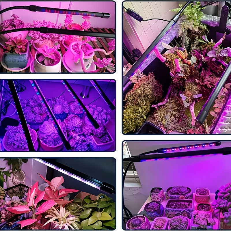 Clamp-On Red Blue LED Plant Lamp with 3, 4 or 5 Flexible Light Bars and USB Control for Shelves — image 12