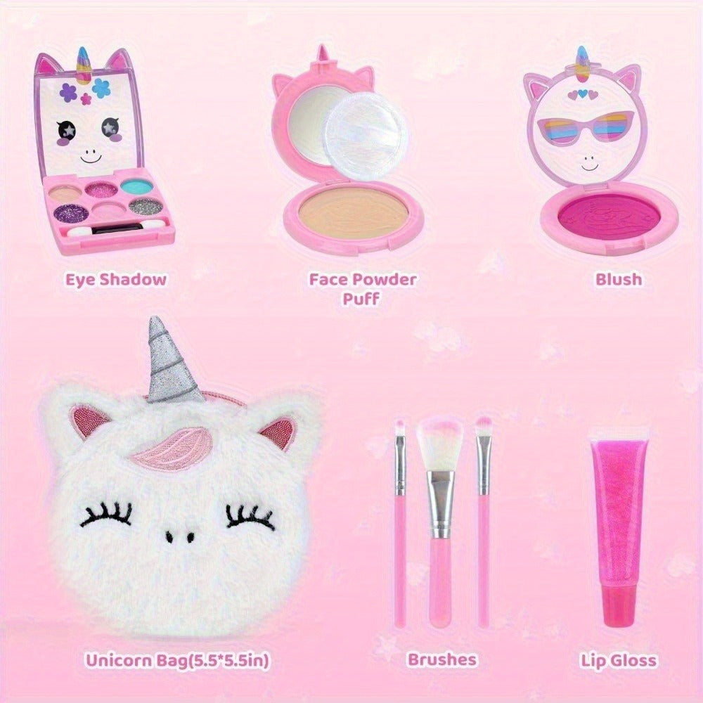 Kids Pretend Makeup Set for Girls Ages 3-12, Princess Cosmetics with Crossbody Coin Purse, Dress Up Role Play Toy — image 3