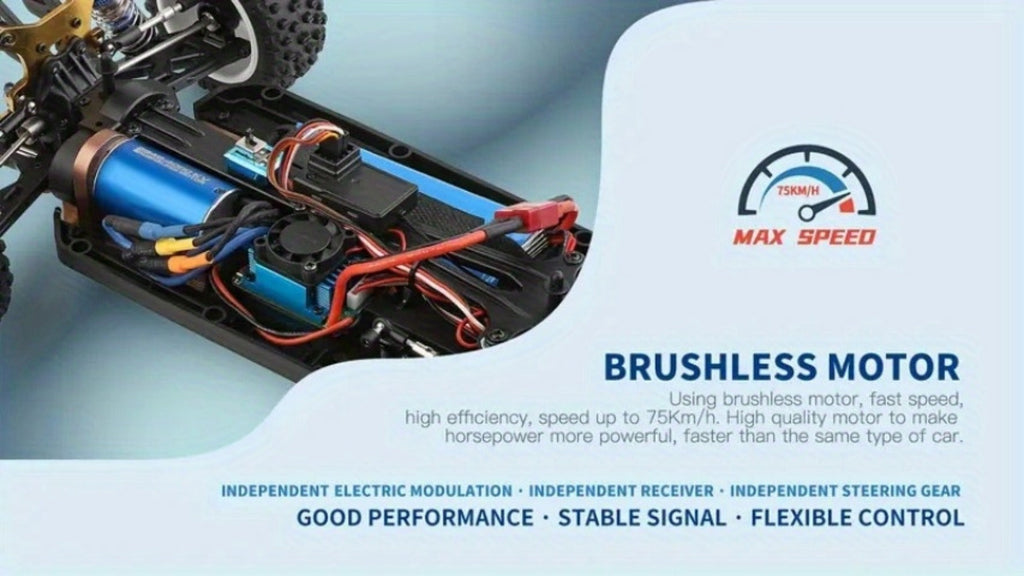 Remote Control Car, Wltoys 124017 Brushless 4WD Off-Road Racer with 75KM/H Source Speed and Two 7.4V 2200mAh Batteries — imag
