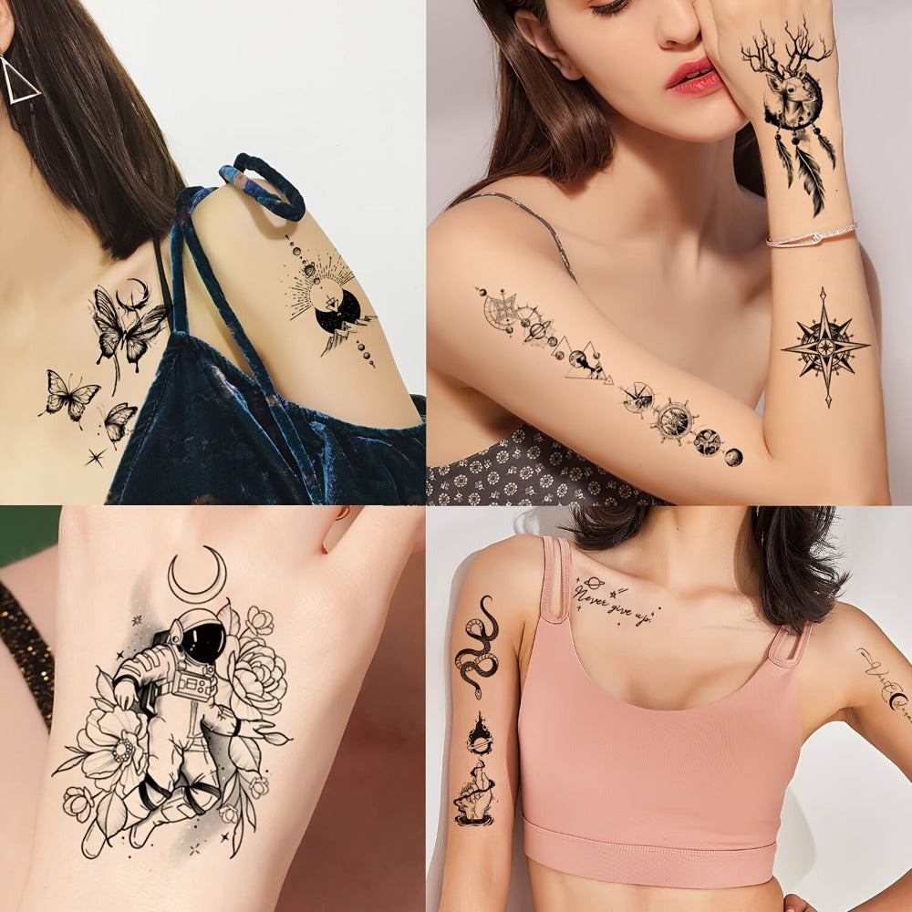 Temporary Tattoos GLARYYEARS 44-Sheet Black Floral, Butterfly and Snake Set with 9 Large and 35 Small Designs — image 7