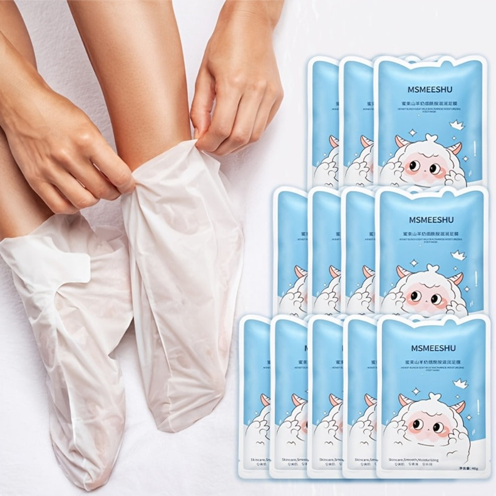 Moisturizing Foot Mask Socks with Goat Milk, Niacinamide & Ceramides – Exfoliating Cracked Heel Treatment — image 1