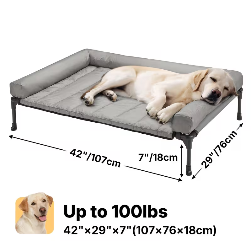 Elevated Dog Bed with Teslin Mesh Cot, Powder-Coated Steel Frame and Removable Bolster Top in Four Sizes — image 38