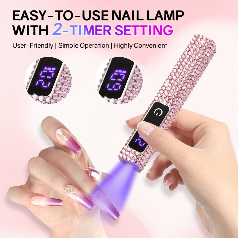 Cordless Nail Lamp Handheld 8X Fast Curing 395nm UV LED Gel Nail Dryer with LCD Touch Screen 20s 60s Timer — image 7