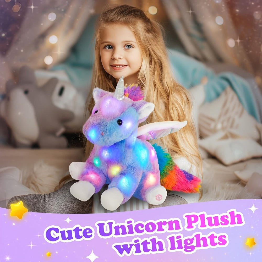 Plush Toy Rainbow Unicorn with LED Glow and Choice of Music or No-Music Light-Up choices for Bedtime — image 9