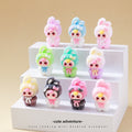Cute Flocked Plush Mini Dolls 10pcs – Car Dashboard & Desktop Decoration, Random Mixed Colors, Fun Car Interior Accessory & O
