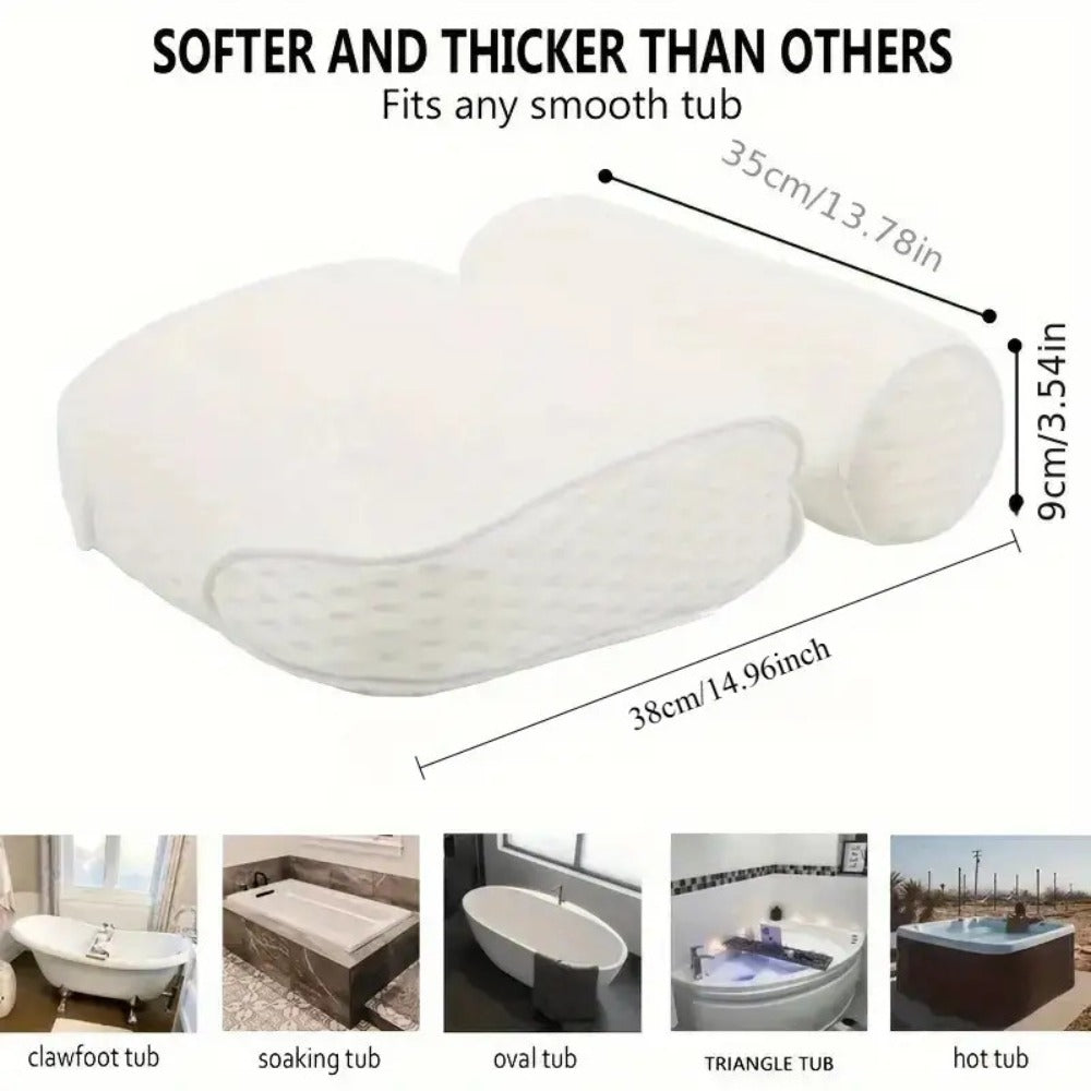 Two-Piece Bathtub Neck and Back Cushion with Six Suction Cups, Hanging Hook and White Mesh Cover — image 6