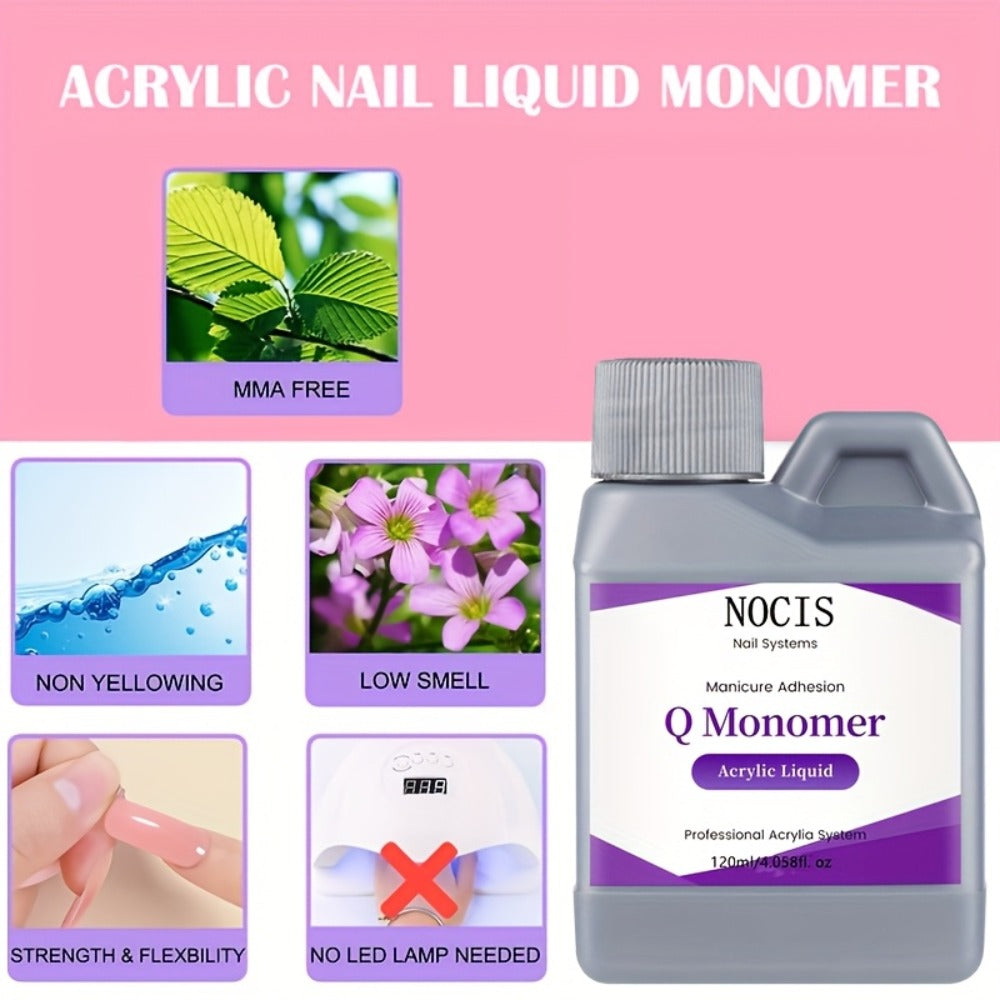 Acrylic Nail Kit NOCIS Three 10g Powders with Q Monomer, Primer, Brush Cleaner, Four Brushes and Mixing Cup — image 6