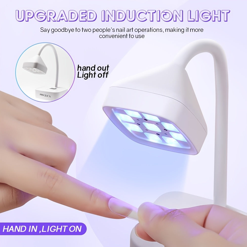 UV LED Nail Lamp Smart Sensor Auto-Start Rechargeable Cordless with 360° Flexible Gooseneck LCD Display 30s 60s Timer — image