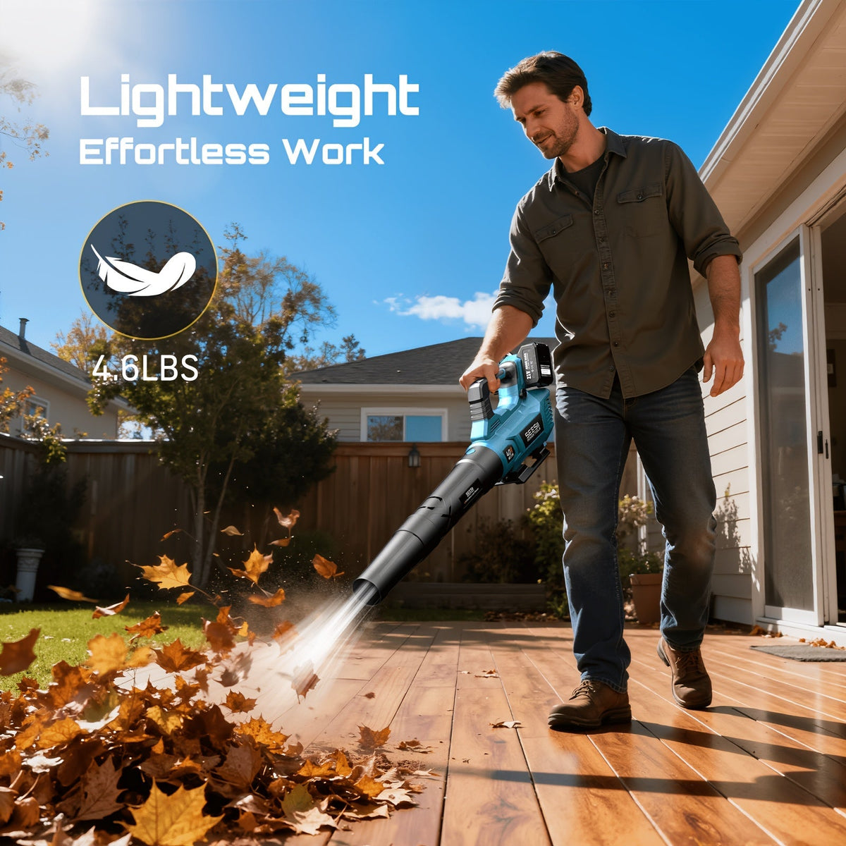 Cordless Leaf Blower 780CFM 40V Brushless, Seesii with 2x4000mAh Batteries & 2 Chargers, Turbo Button — image 2
