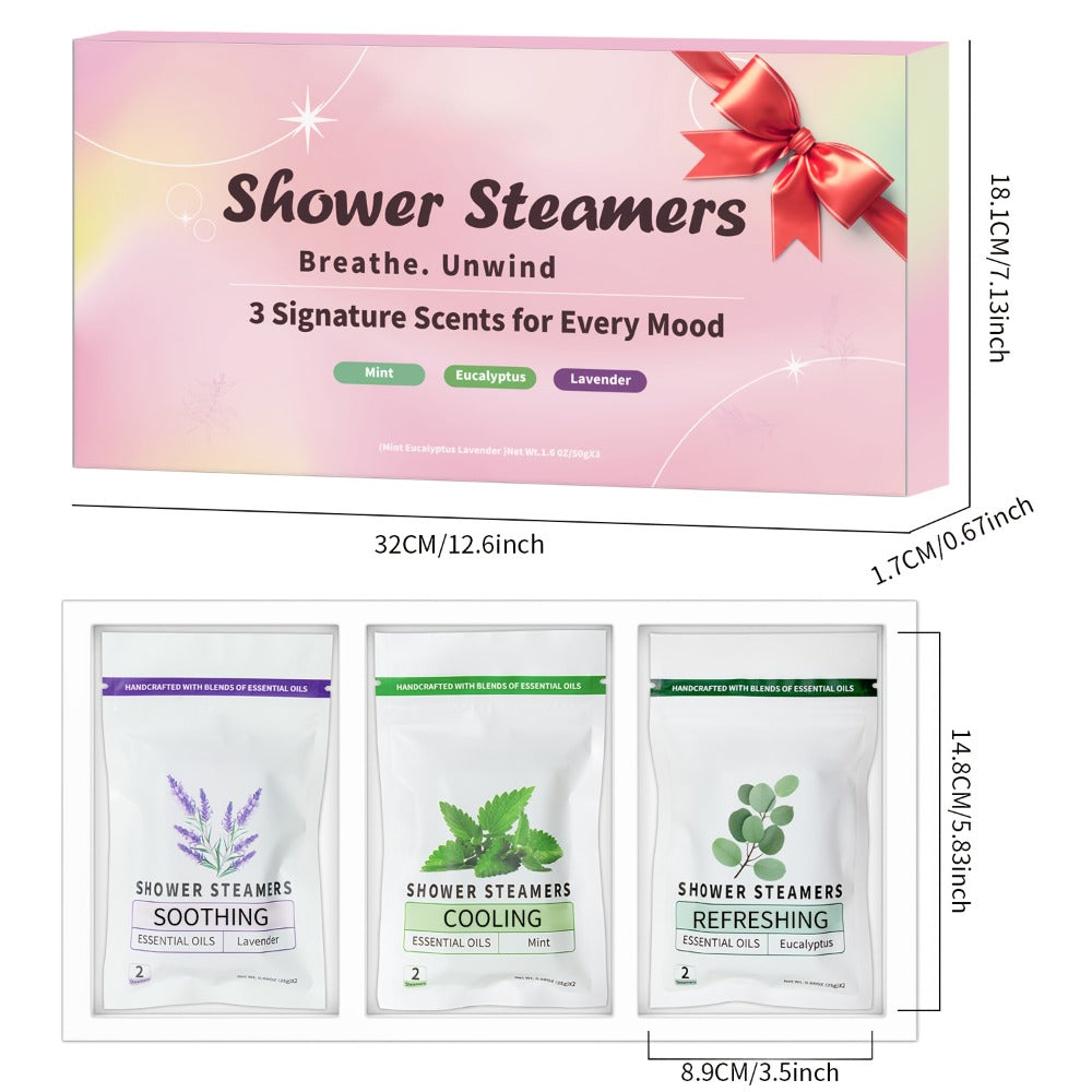 Shower Steamers Gift Set 6 Pcs Individually Wrapped – Natural Essential Oil Aromatherapy, for Bath Time, Home Spa and Persona