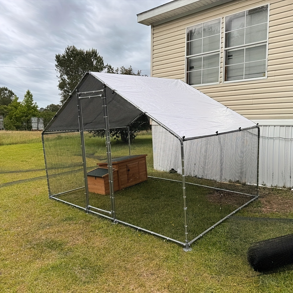 Walk-In Metal Poultry Enclosure in Six Size Options with Mesh Walls, Door and Partial Roof Cover — image 22