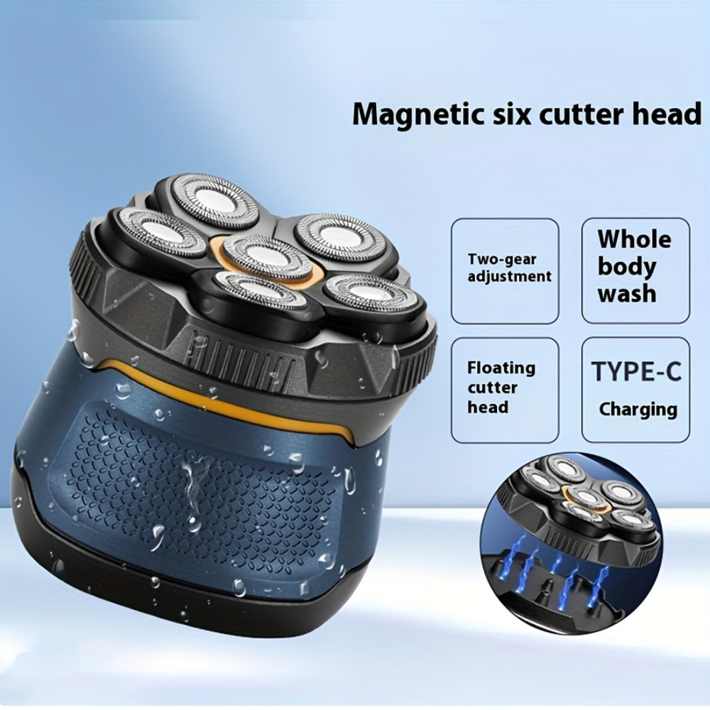 6D Floating Head Bald Head Shaver Self-Cut Electric Hair Clipper – 10W High Power 1400mAh USB-C Charging LED Display Two-Spee