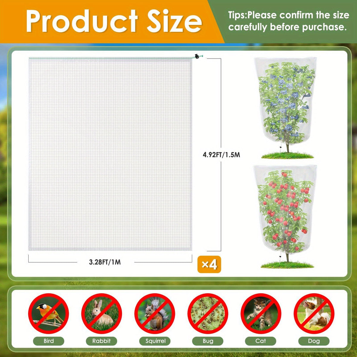 Garden Netting | Plant Protection Bags Drawstring Insect Bird Barrier — image 8