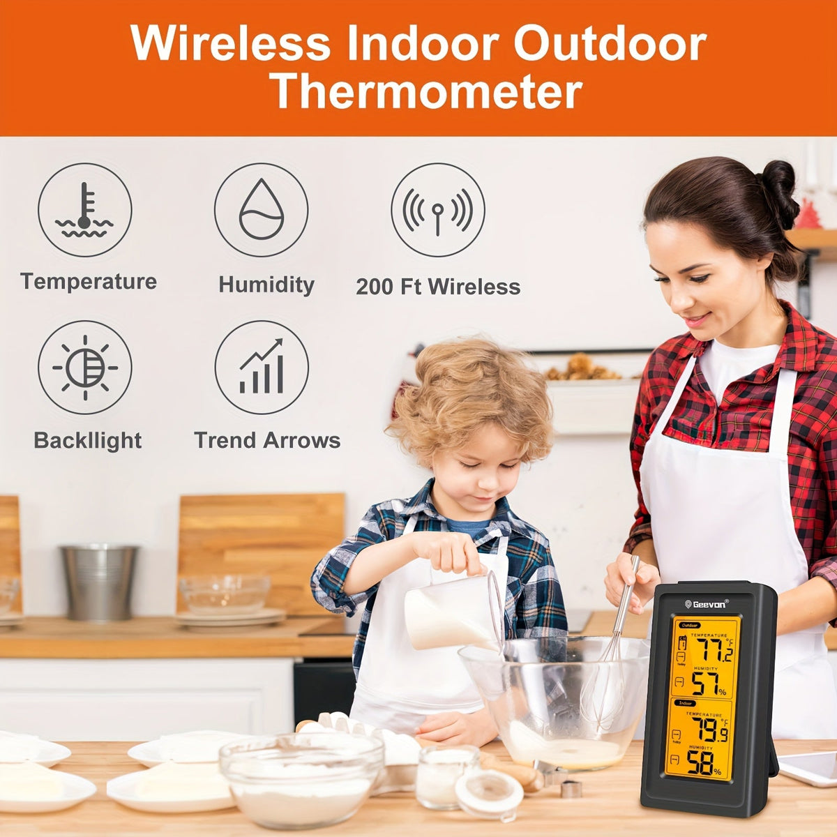 Wireless Thermometer | Digital LCD Indoor Outdoor 3 Sensor Baby Room — image 5