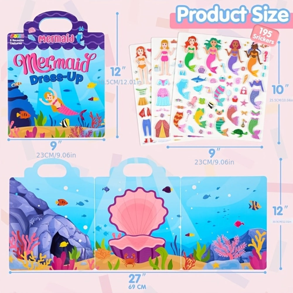Reusable Sticker Books for Toddlers Girls 3 Pack, 3D Foam Sticker Activity Books Mermaid Princess Fashion Themes — image 2