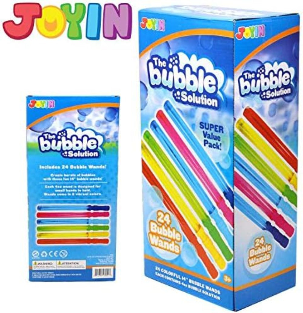 Giant Bubble Wands 24 Pack Bulk – 14.6 Inch Big Bubble Maker Set in 6 Colors, Summer Outdoor Party Favors for Kids, Easter Ba