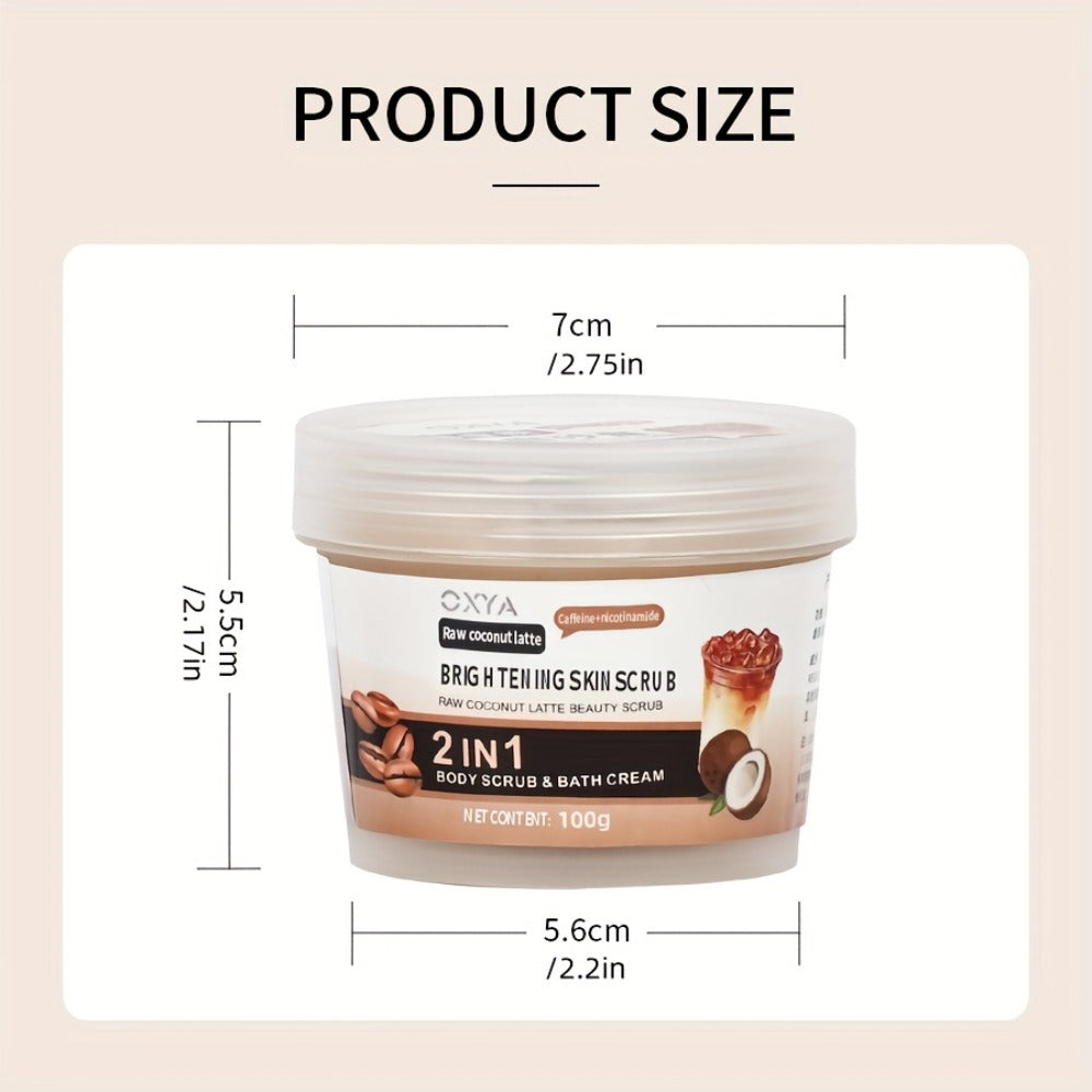 Exfoliating Body Scrub with Coconut Oil & Shea Butter – Raw Coconut Latte Sugar Scrub for Women, Deep Moisturizing Face & Bod