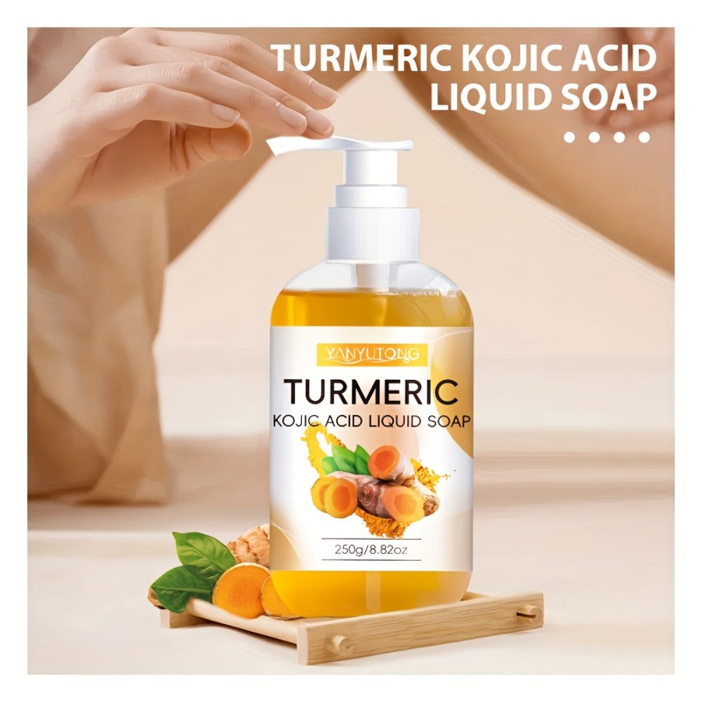 Turmeric and Kojic Acid Liquid Body Wash in a 250g Amber Pump Bottle with Single-Piece Option — image 5