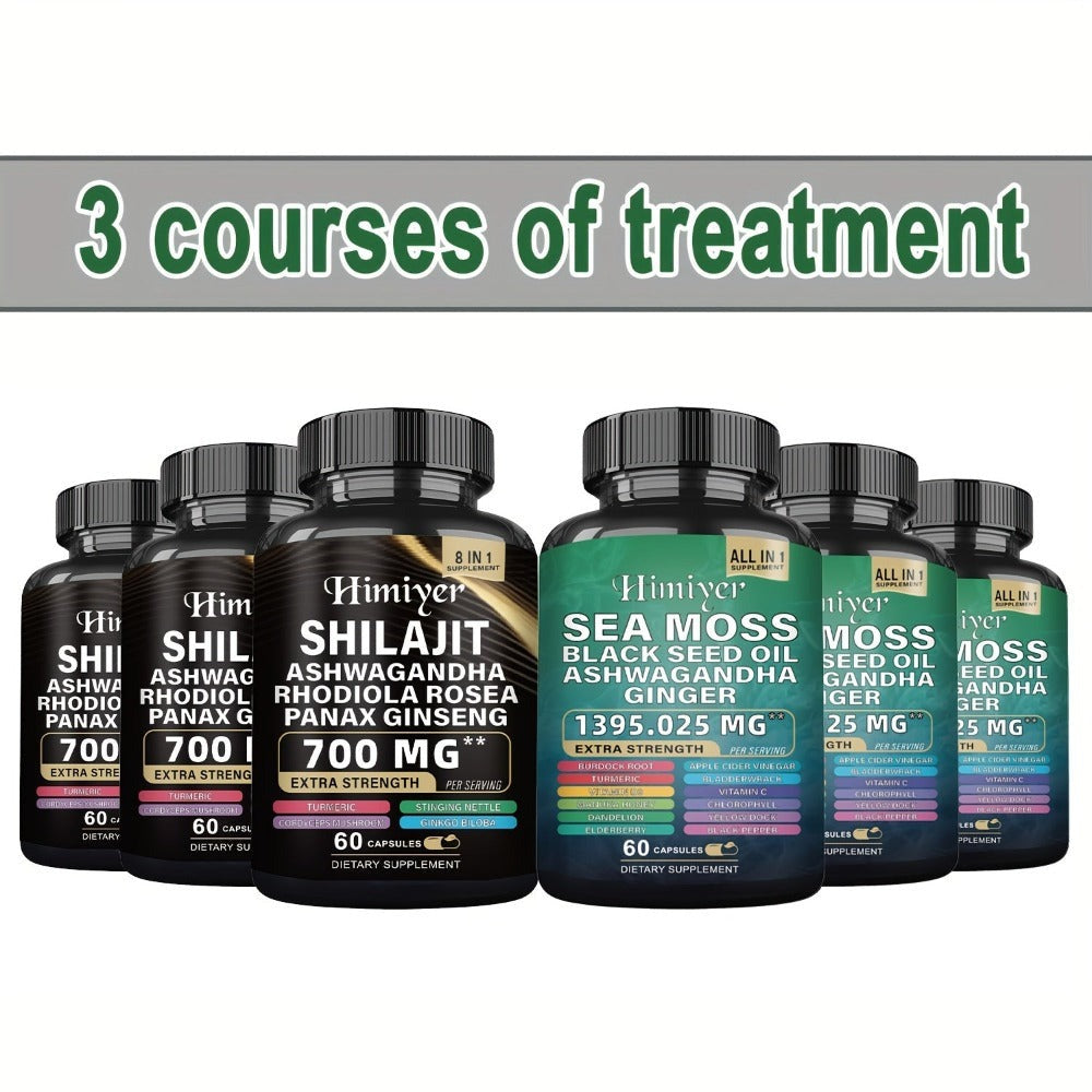 Dietary Supplement Six-Bottle Bundle with Himiyer Label, Sea Moss and Shilajit 60-Capsule Formulas — image 12