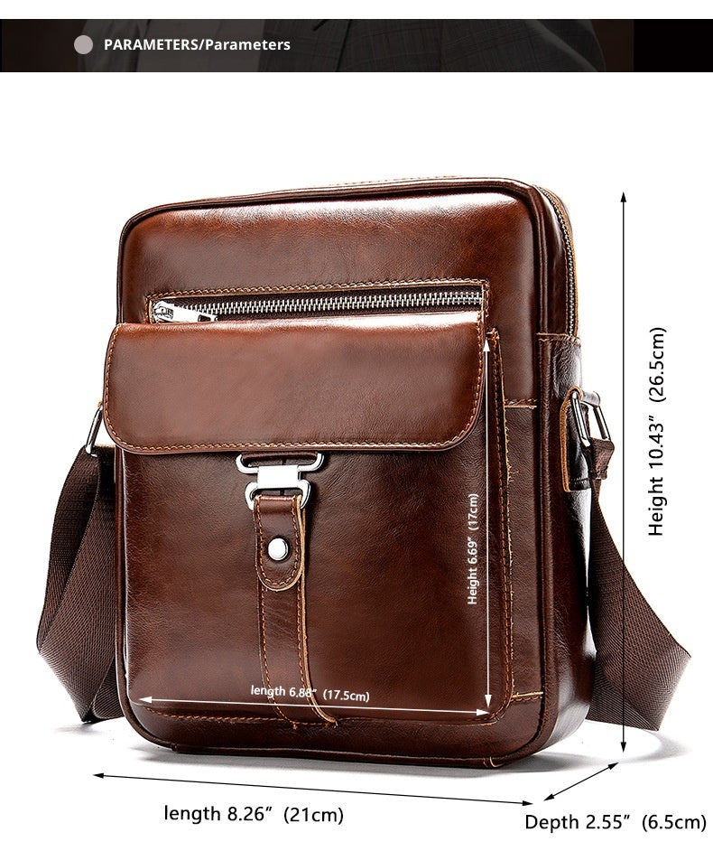Men's Leather Messenger Bag Vintage Casual First Layer Cowhide