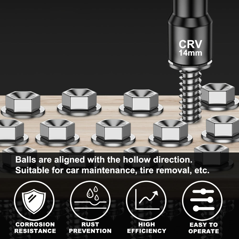 Magnetic Nut Driver Set 15-Piece 1/4" Hex Shank – SAE 1/4" to 9/16" & Metric 6-14mm Chrome Vanadium Steel Impact Nut Drivers 