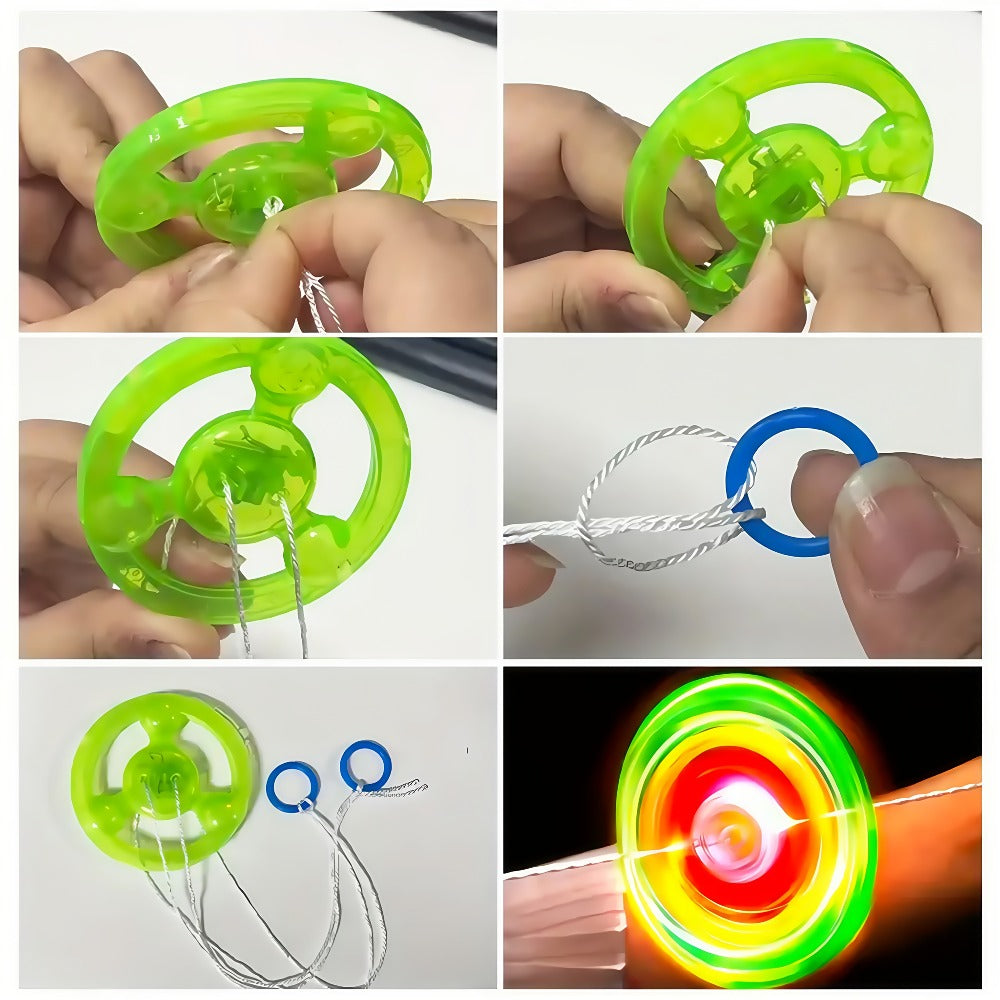 Thirty Pull-String Flywheel Spinner Toys with Four Assorted Colors and Pictured 7cm Wheel Diameter — image 4