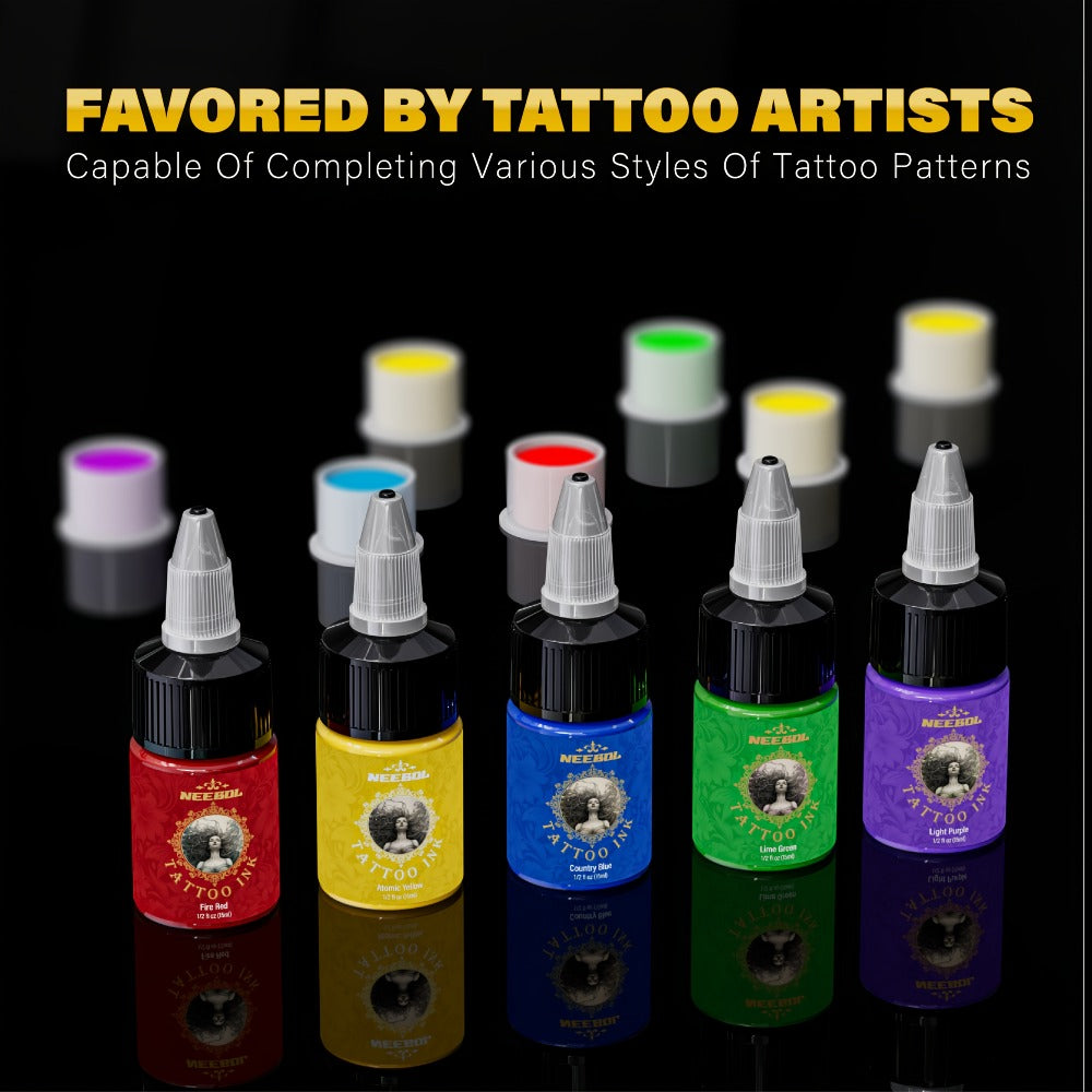 Tattoo Ink 14- or 21-Color Set with 0.5oz 15ml Bottles and Two Palette Choices for Color Selection — image 13
