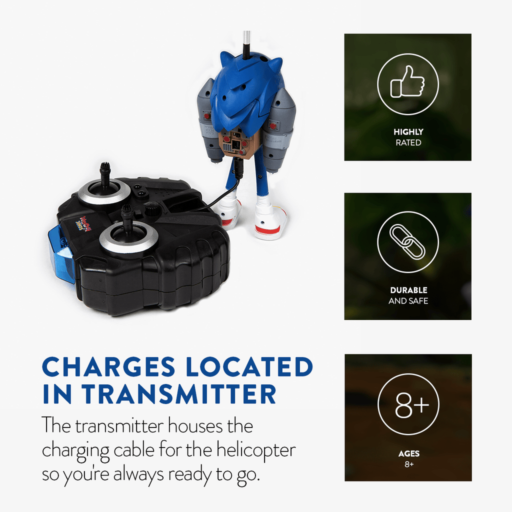 Sonic the Hedgehog 2.5CH IR Jetpack Flying Figure Helicopter, Remote Control Indoor Flying Toy for Kids Boys Sonic Fans — ima